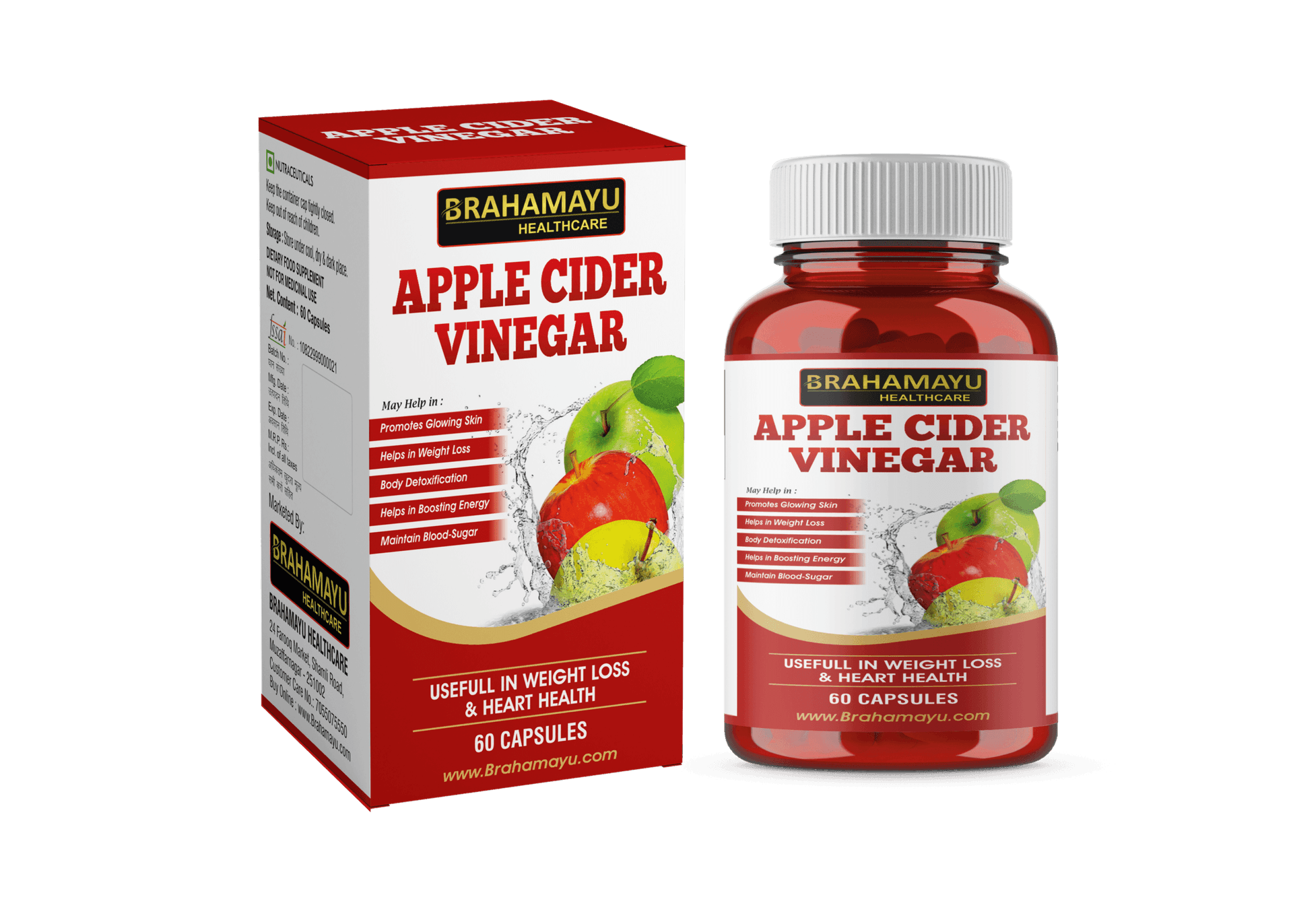 Brahamayu Healthcare Apple Cider Vinegar Capsules (60 Capsules)