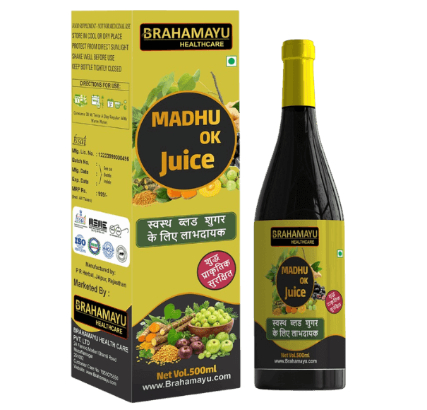 Brahamayu Madhu-OK Juice 500ml Ayurvedic diabetic care juice with Karela Jamun Guduchi Methi and Aloe Vera