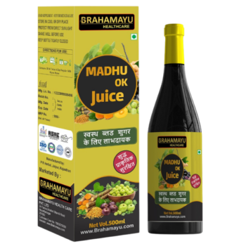 Brahamayu Healthcare Madhu OK Juice 500ml – Ayurvedic Herbal Juice with Karela, Jamun, Guduchi, Methika and Aloe Vera